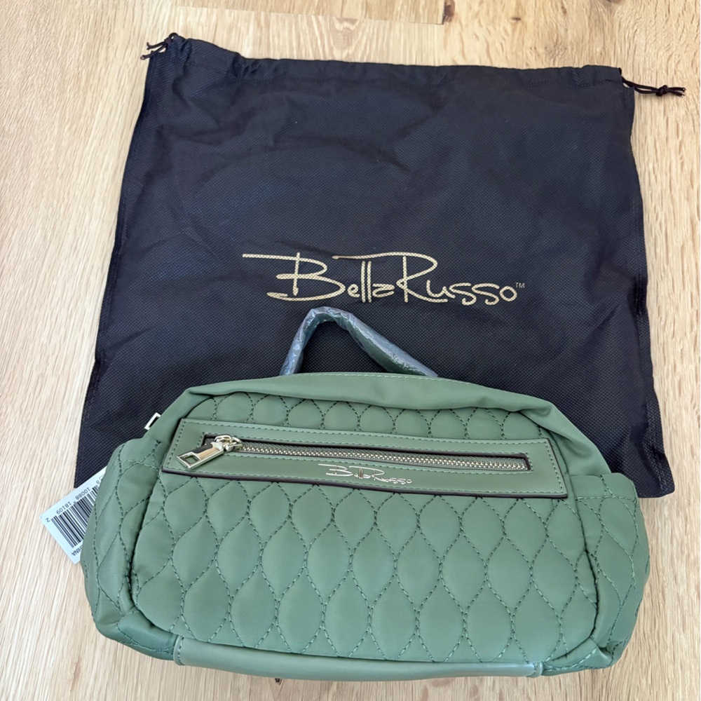 Belle Russo Olive Quilted Crossbody Bag